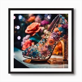 Cinematic Still A Close Up Of A Glass Shoe On A Display 3 Art Print