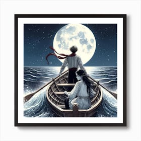 Oaring in the night 1 Art Print