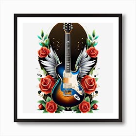 Electric Guitar With Roses 14 Art Print