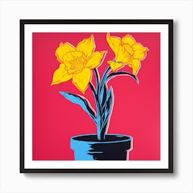 Daffodil 1 Pop Art Illustration Square Art Print