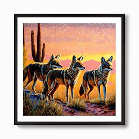 Band of coyotes Art Print