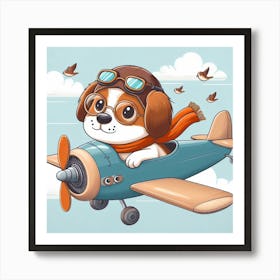 Cute dog in an airplane Art Print