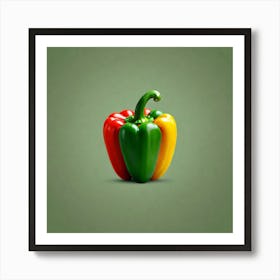 Pepper On A Green Background Art Print