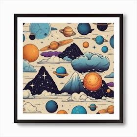 Planets Seamless Pattern Art Print