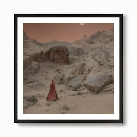 Blood In The Desert Red Sky And Sad Moon 335891213 Art Print