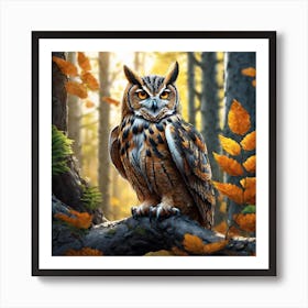 Owl In The Forest 198 Art Print