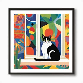 Matisse Inspired Open Window Cat Art Print 1 Art Print