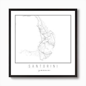 Santorini Greece Street Map Art Print