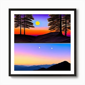 Sunset In The Mountains 5 Art Print