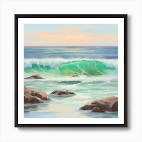 Ocean Wave At Sunset Art Print