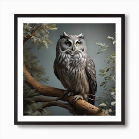 Great Grey Owl on a tree Art Print