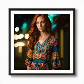 Gorgeous Redhead With Freckles (3) Art Print