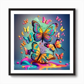 Lyan Colorful Paint Splash Glitter Cute Mari Art Print