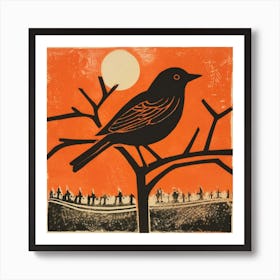 Retro Bird Lithograph Robin 7 Art Print