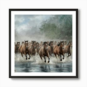 Herd Of Horses 6 Art Print