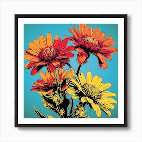 Andy Warhol Style Pop Art Flowers Gaillardia 1 Square Art Print