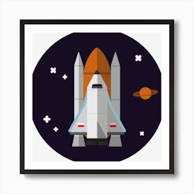 Space Shuttle Icon Rocket Space Universe Spaceship Art Print