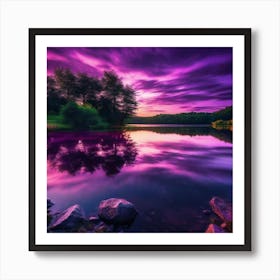 Purple Sky Over Lake Art Print