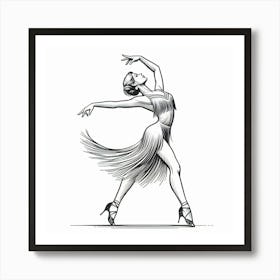 Line Art Latin Dancer 7 Art Print