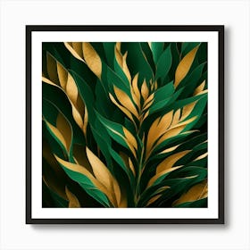 Green And Gold Leaves 1 Art Print