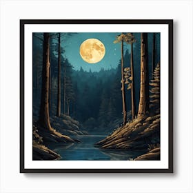 Full Moon In The Forest Art Print