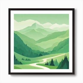 Misty mountains background in green tone 115 Art Print