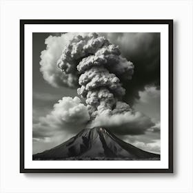 Black And White Image Of A Volcano 5 Art Print