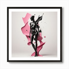 Deconstruction black and pink figure Art Print Art Print