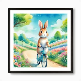 Bunny On A Bicycle art Art Print