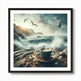 Coffee And Seagulls 4 Art Print