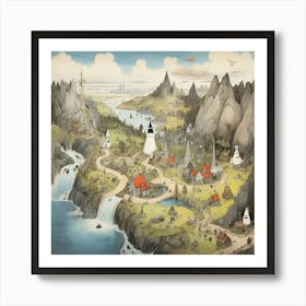 Village In The Mountains Art Print Art Print