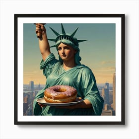 Statue Of Liberty Holding A Doughnut Art Print