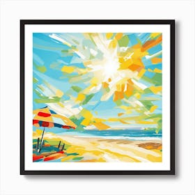 Beach Umbrella Painting Art Print