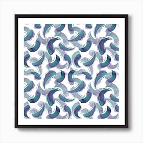 Blue Strokes Pattern Art Print