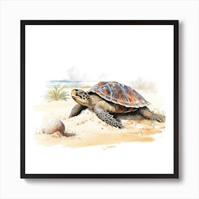 Baby Sea Turtle Watercolour 2 Art Print