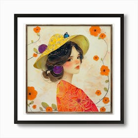 Girl With Hat Art Print