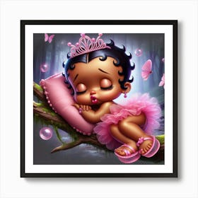 Baby Girl Sleeping In A Tree Art Print