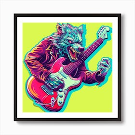 Wolf Guitar Art Print