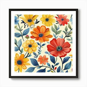 Watercolor Floral Pattern Art Print