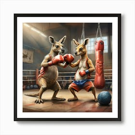 Boxing Kangaroos 3 Art Print