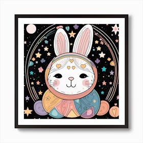 Rabbit In Space Art Print