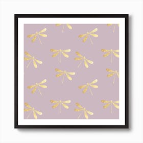 Purple Dragonfly Pattern Art Print