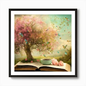 Open Book With Birds Art Print