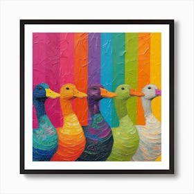 Rainbow Stripe Duck Collage 1 Art Print