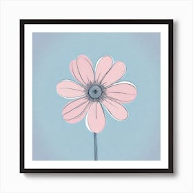 A White And Pink Flower In Minimalist Style Square Composition 270 Art Print