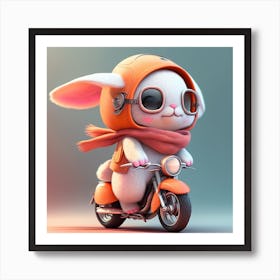 Rabbit On A Motorcycle Art Print