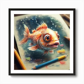 Goldfish Drawing 8 Art Print