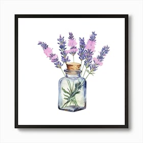 Lavender In A Glass Bottle Art Print