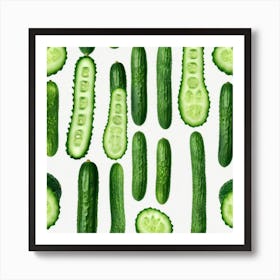 Cucumbers On A White Background 3 Art Print
