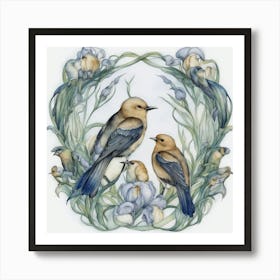 Birds In A Wreath Art Print